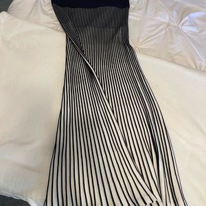 Striped knit midi skirt